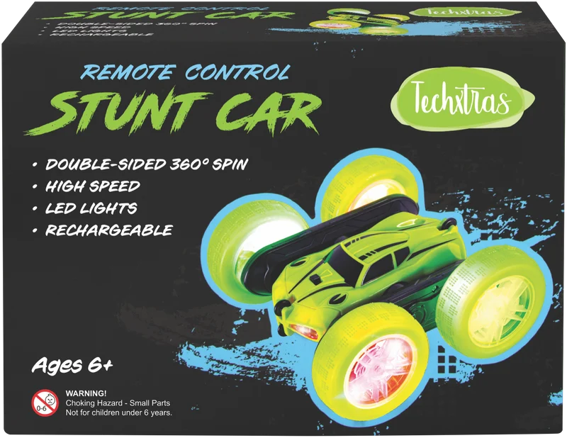 Techxtras Remote Control Stunt Car (Green)