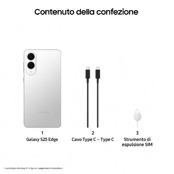 Samsung galaxy s25 edge, smartphone ai, display 6.7'' qhd+ dynamic amoled 2x, fotocamera 200mp, ram 12gb, 256gb, 3.900 mah, titanium silver - SM-S937BZSDEUE