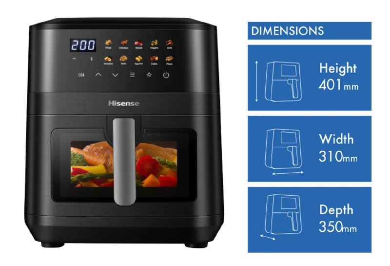 Hisense 8 Litre Air Fryer With Window And Colour display
