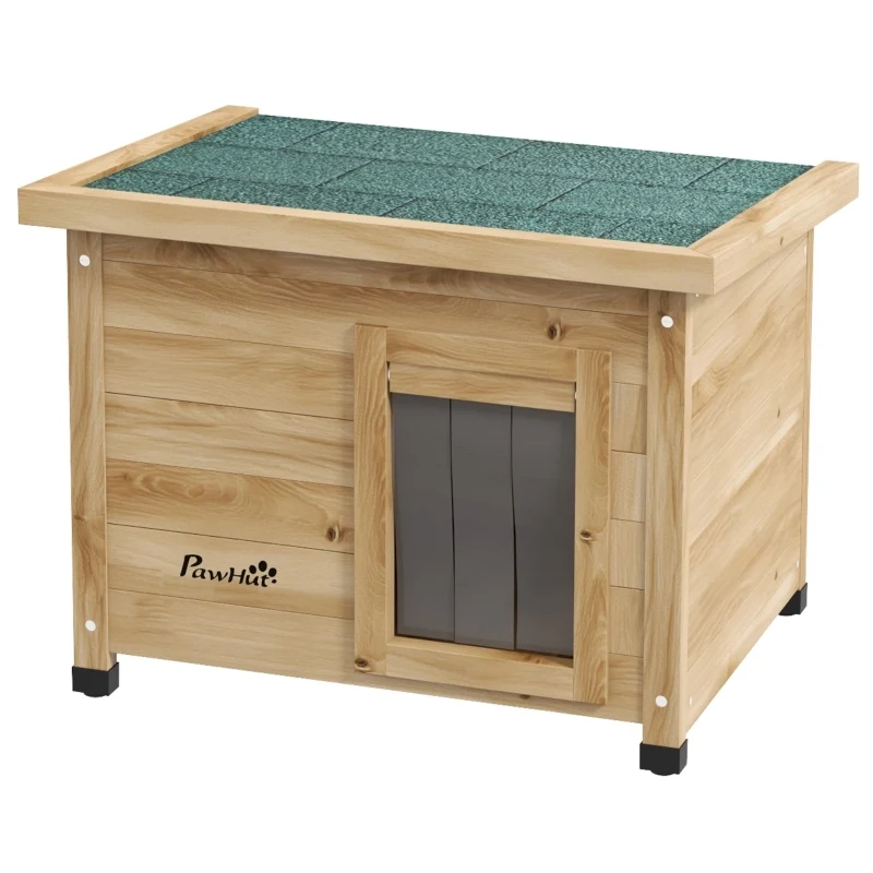 Casetta per Gatti in Legno da Esterno con Tetto in Asfalto; 57x45x43 cm; Naturale