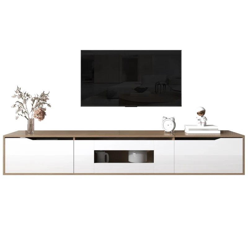 Mobile Porta TV 180 cm Bianco e Legno con LED 16 Colori e 4 Modalità di Illuminazione