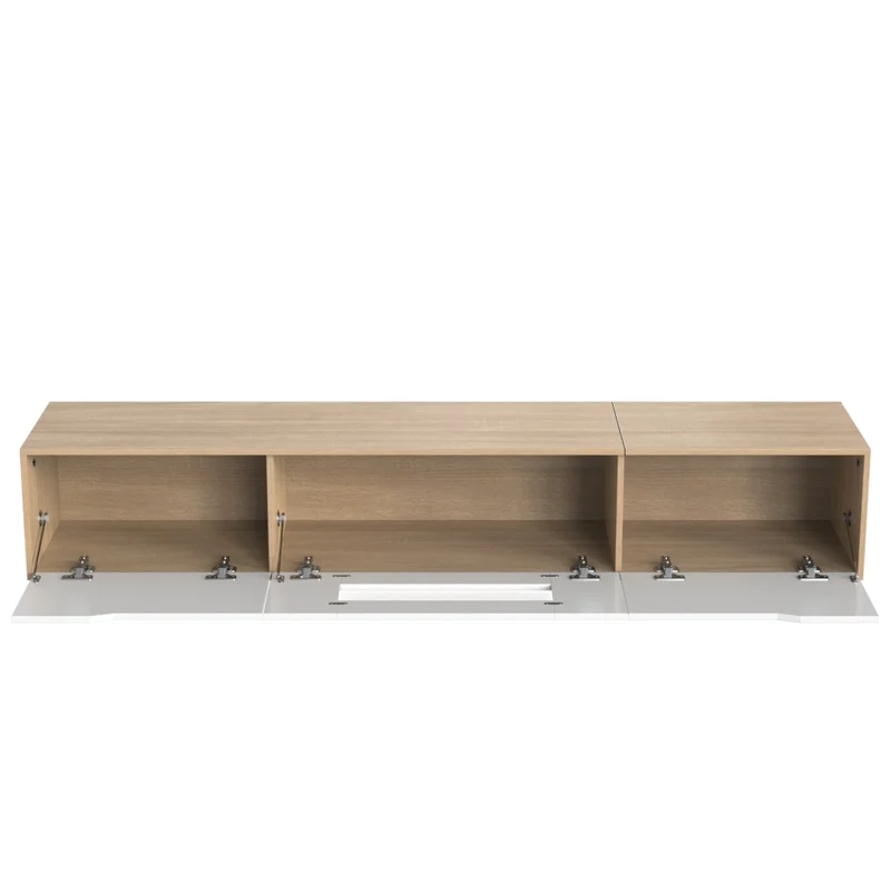 Mobile Porta TV 180 cm Bianco e Legno con LED 16 Colori e 4 Modalità di Illuminazione