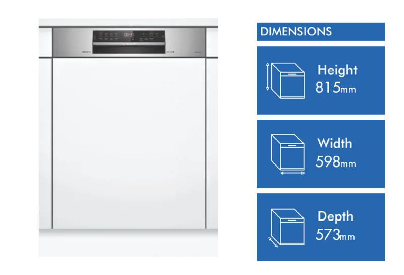 Bosch Series 6 60cm Semi Integrated Dishwasher Stainless Steel Panel
