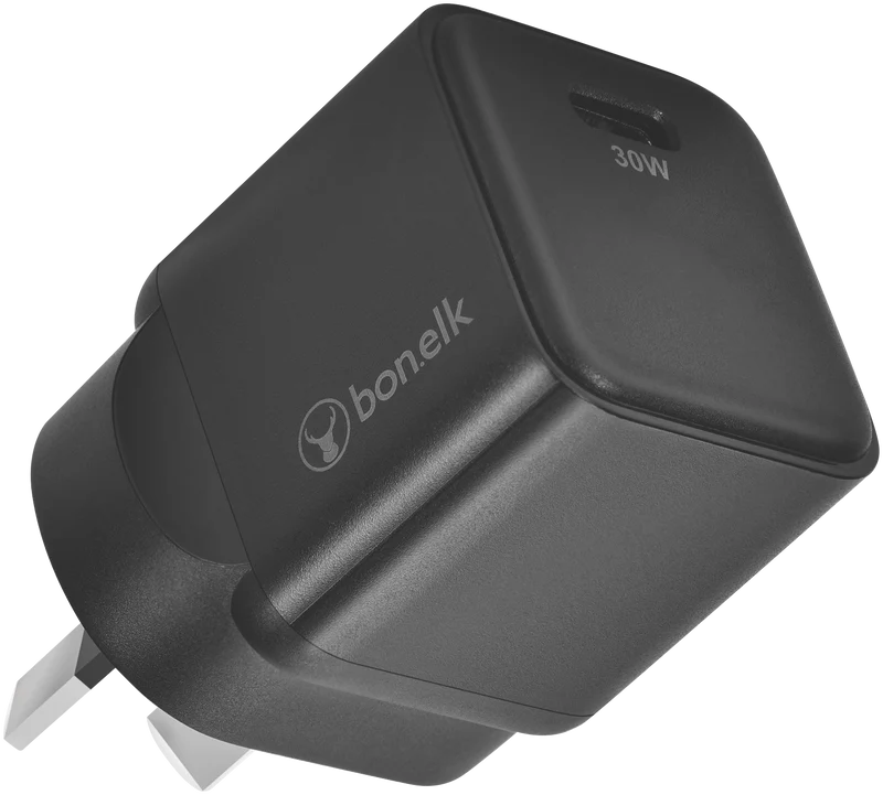 Bonelk 30W PD Wall Charger + Easy Grip Cable (USB-C to C) 1.5m Black