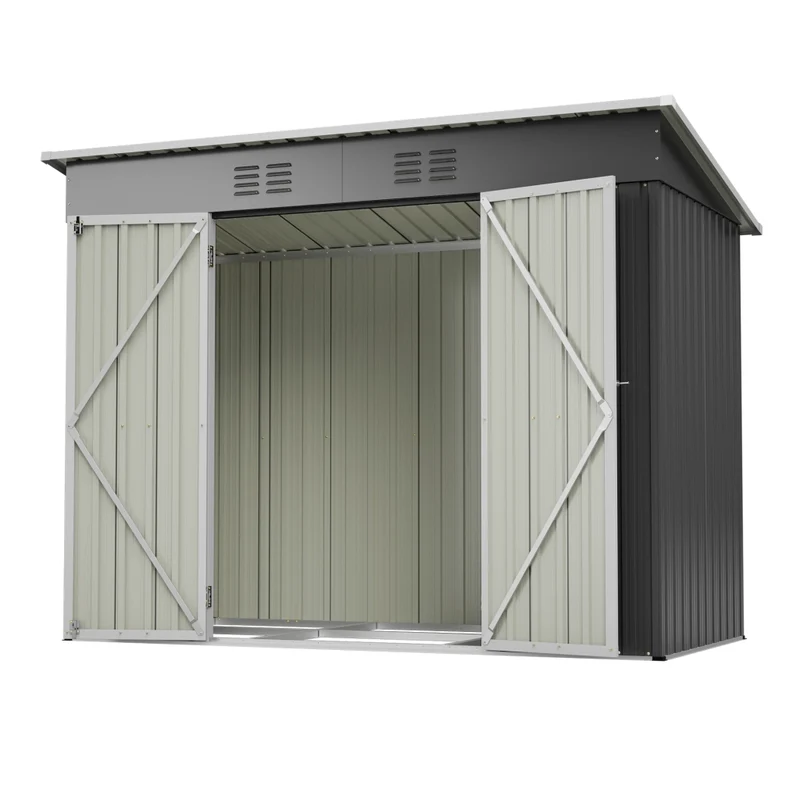 Casetta da Giardino 242×126×182cm in Metallo Grigio