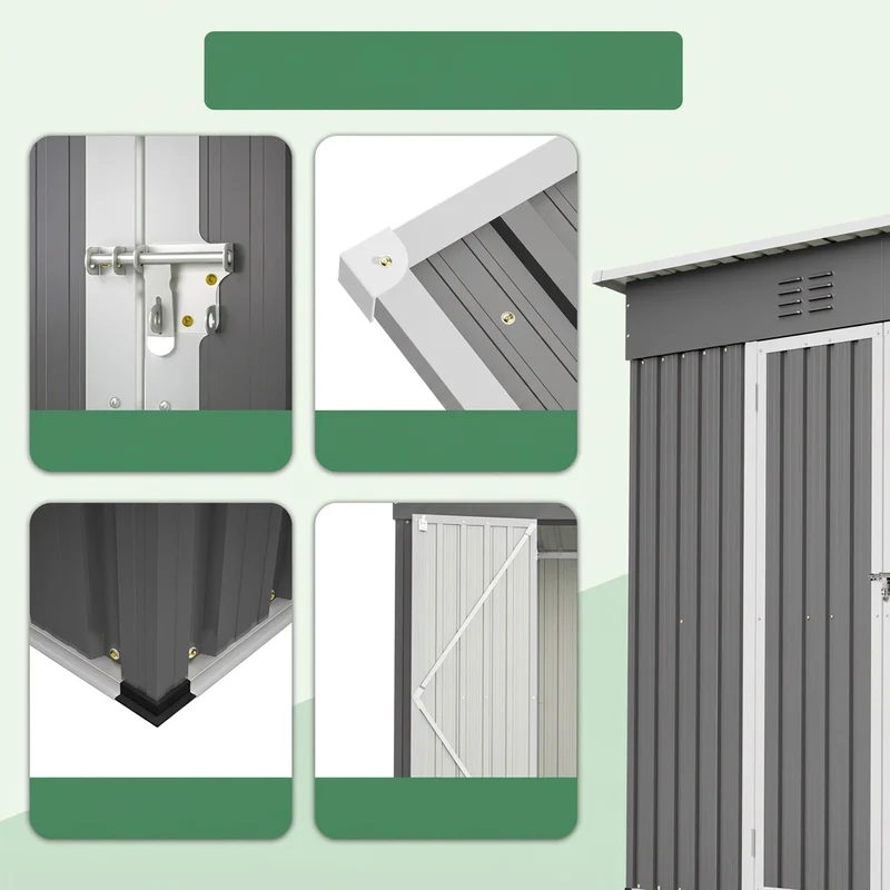 Casetta da Giardino 242×126×182cm in Metallo Grigio