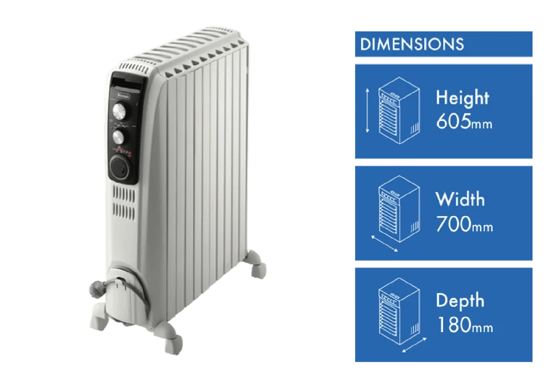 DeLonghi 2400W Dragon 4 Oil Column Heater w/Timer
