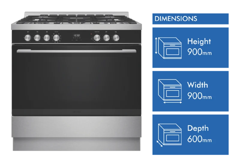 Technika 90cm Dual Fuel Freestanding Cooker, Black Glass + Stainless Steel