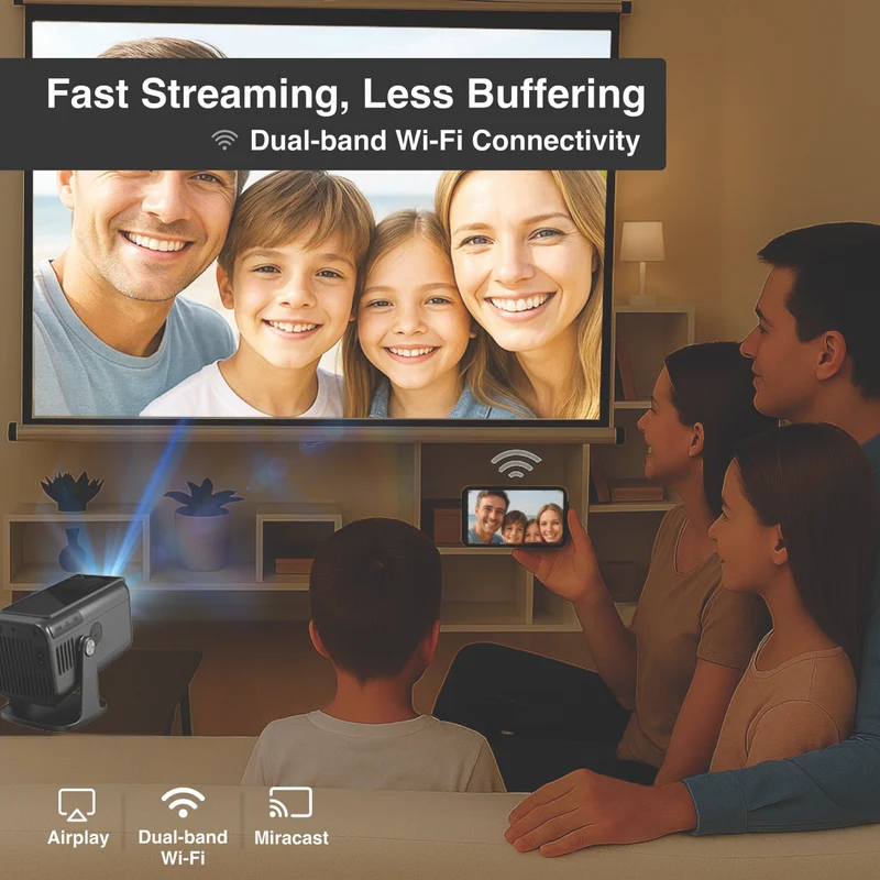 Laser 1080p Android Multi-Angle Tube LED Projector Black 2025