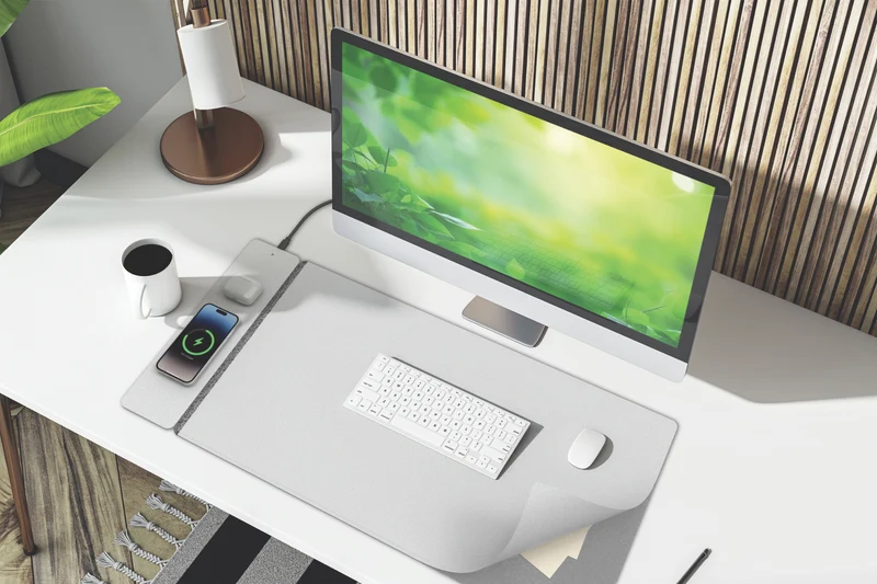 Laser ChargeCore Wireless Charging Desk Mat (Grey)
