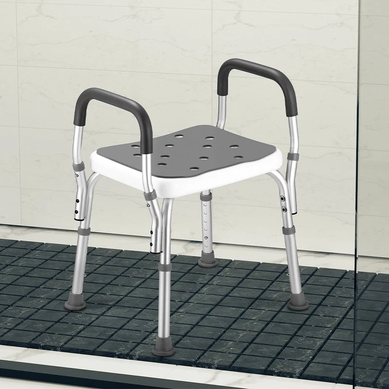 Sgabello da Doccia 6 Altezze Regolabili Sedia Bagno Antiscivolo Capacità 150 kg