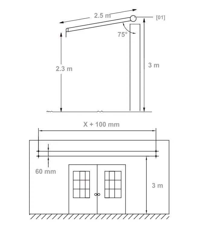 Tenda da Sole Barra Quadra 200x250 cm Tessuto in Poliestere Riga Gialla Scura
