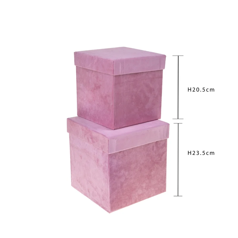 Set 2 Scatole Quadrate in Velluto H 265 cm