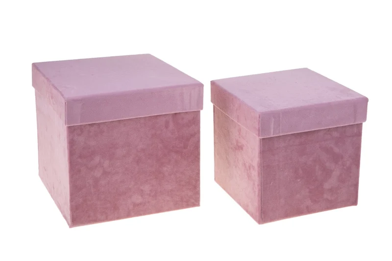 Set 2 Scatole Quadrate in Velluto H 265 cm