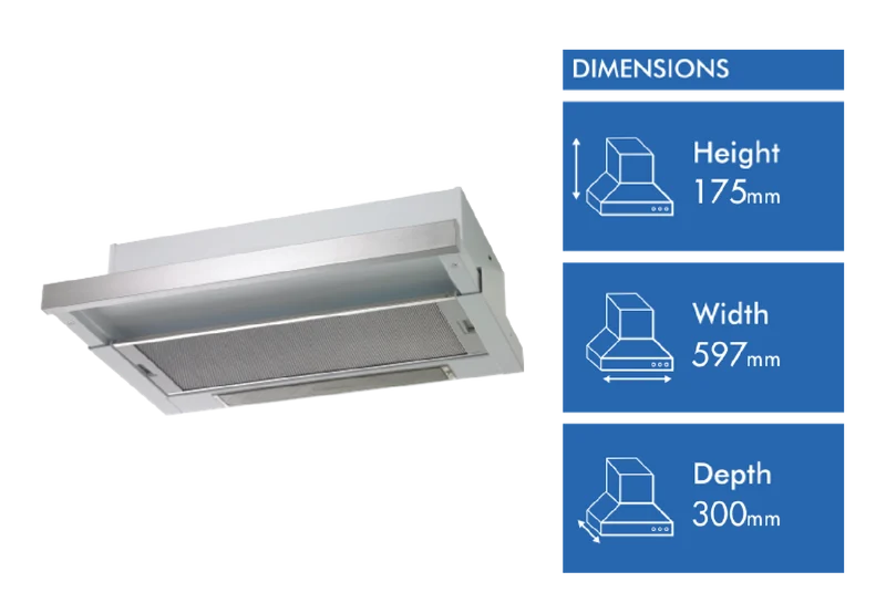 Chef 60cm Slideout Rangehood, Stainless Steel Fascia