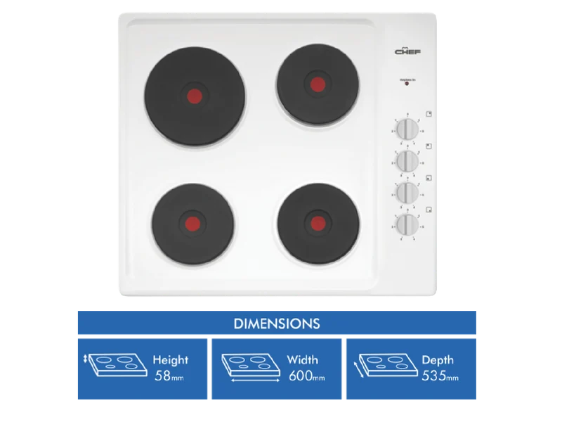 Chef 60cm Solid Cooktop White