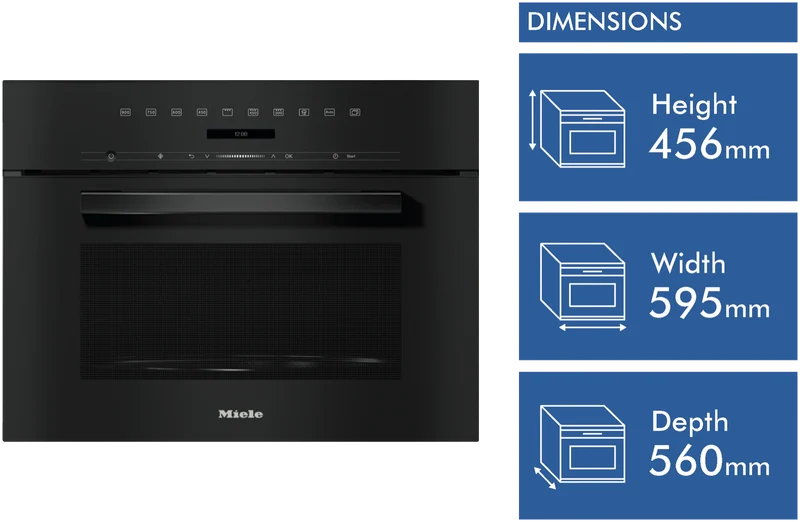 Miele 46L 900W Built-In Microwave with Grill and Keeping Warm Function Obsidian Black