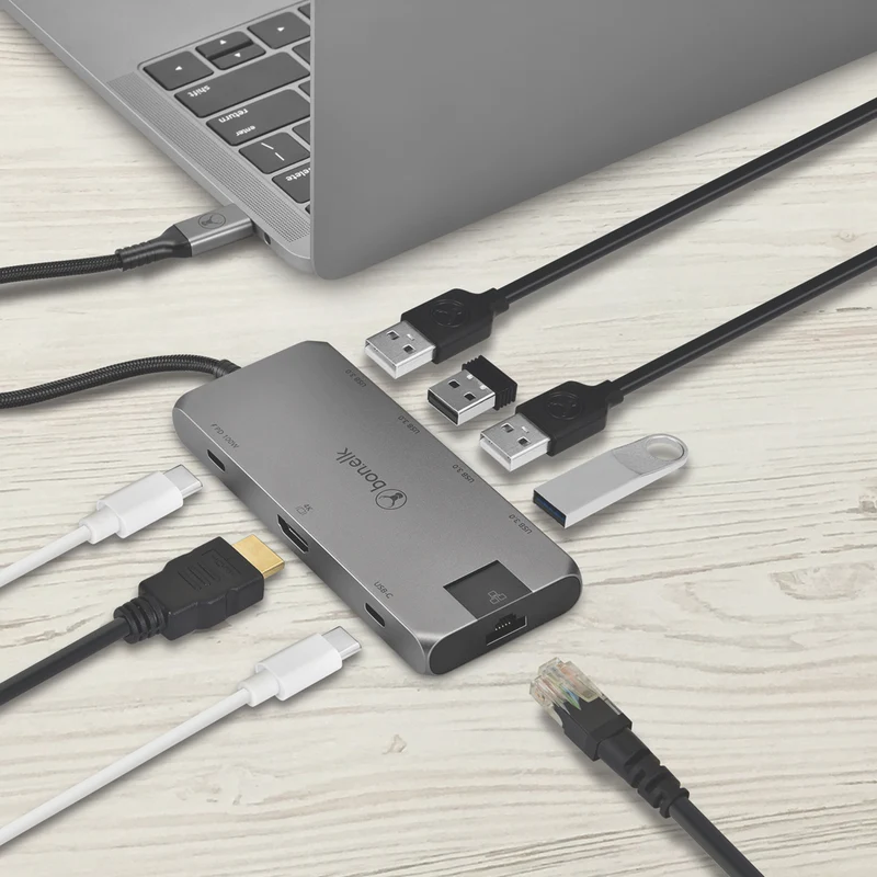 Bonelk Long-Life USB-C to 8in1 Multiport Hub (Space Grey)
