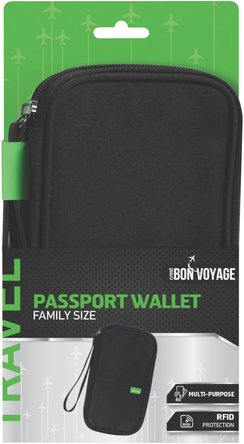 Bon Voyage Family Passport Wallet with RFID (Black)