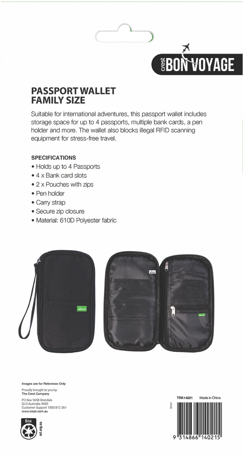 Bon Voyage Family Passport Wallet with RFID (Black)