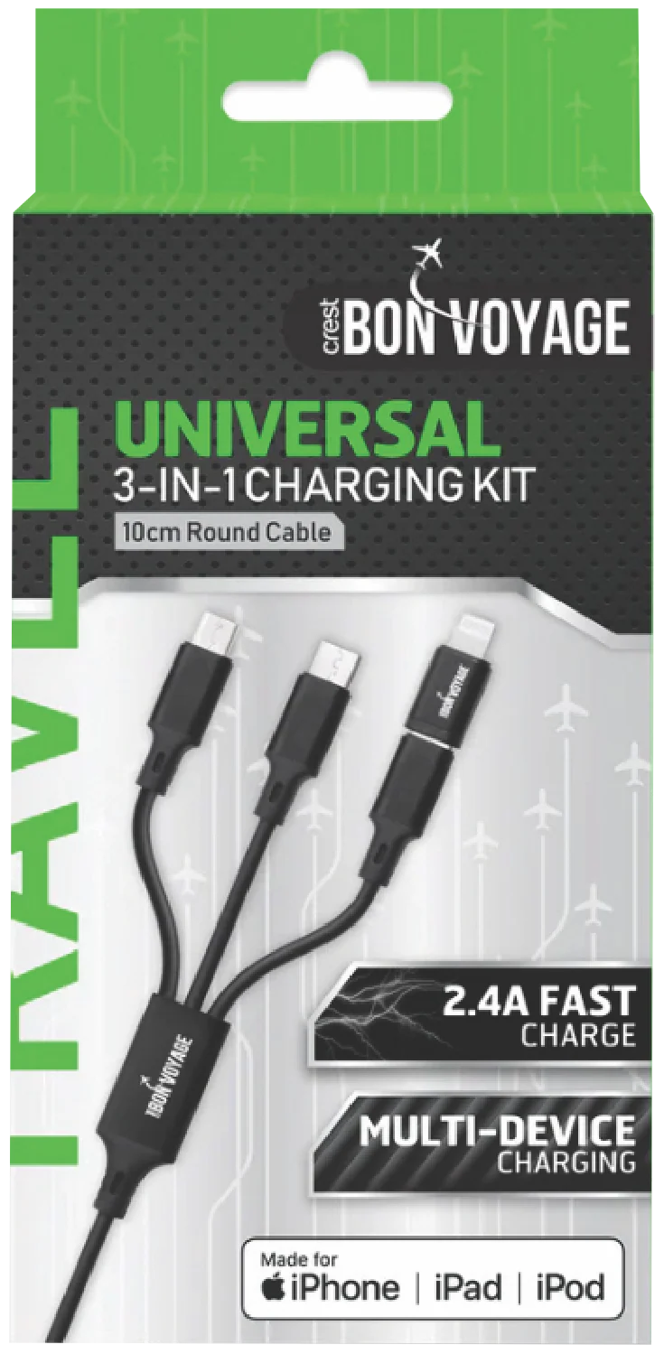 Bon Voyage 3-in-1 Charging Cable 10cm