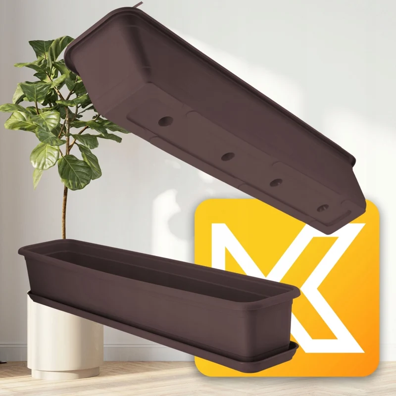 Vaso da fiori rettangolare KADAX per balcone, 80 cm, con supporto e manici.