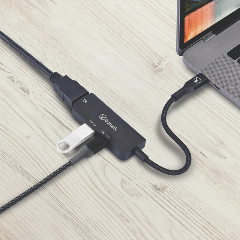 Bonelk USB-C 3-in-1 Multiport Hub (Black)
