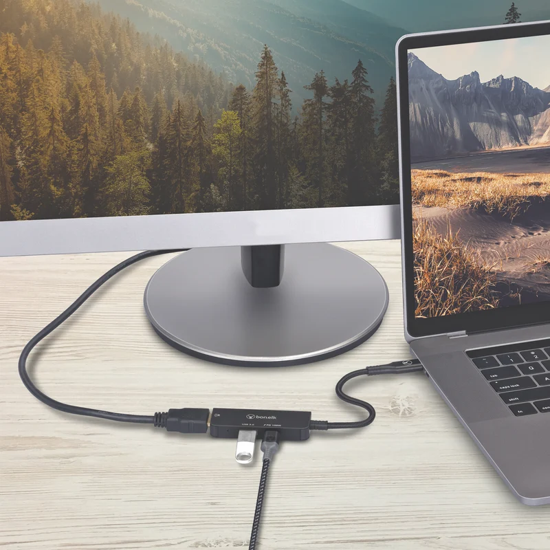 Bonelk USB-C 3-in-1 Multiport Hub (Black)