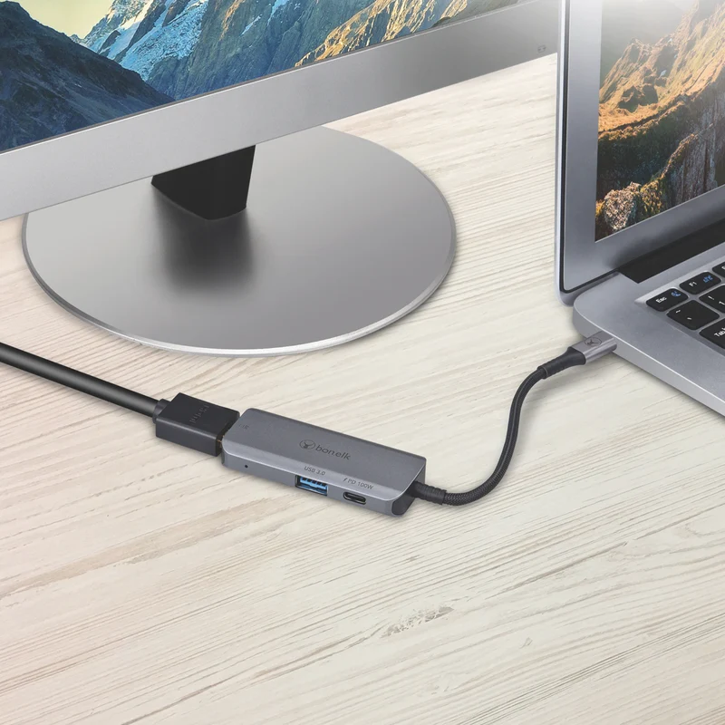Bonelk USB-C 3-in-1 Multiport Hub (Space Grey)