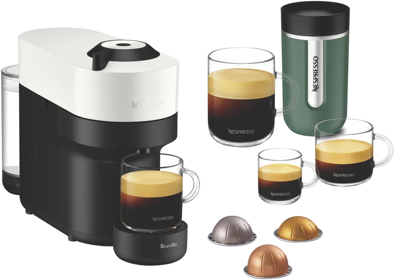 Nespresso Vertuo Pop Capsule Coffee Machine Bundle White