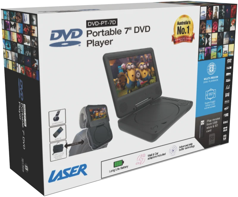 Laser Portable DVD Player 7" 2024