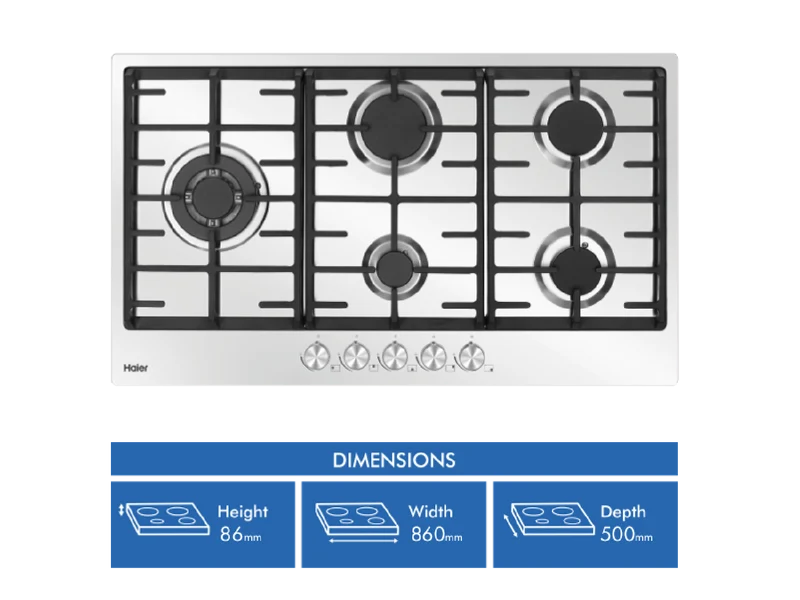 Haier 90cm Gas on Steel Cooktop