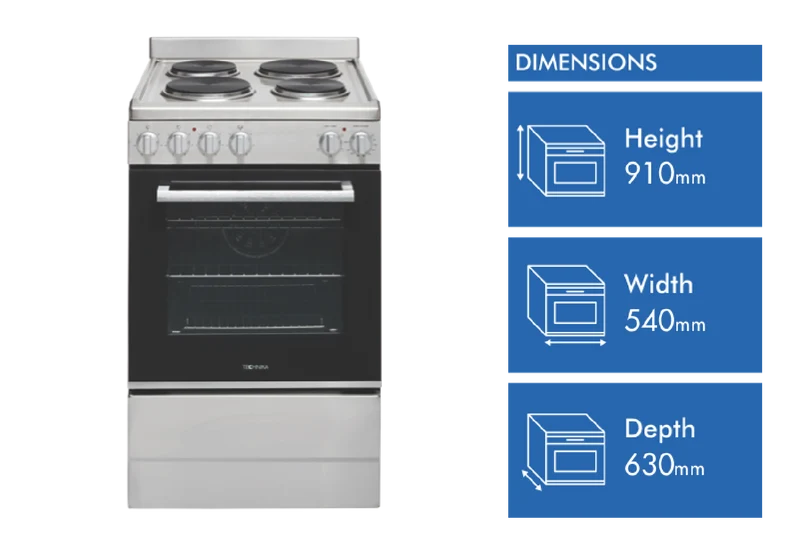 Technika 54cm Electric Freestanding Cooker, Stainless Steel