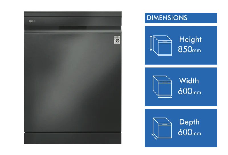 LG 60cm 15 Place QuadWash Freestanding Dishwasher, Matt Black