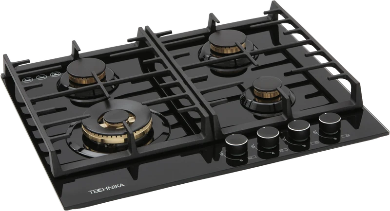 Technika 60cm Black Glass Gas Cooktop