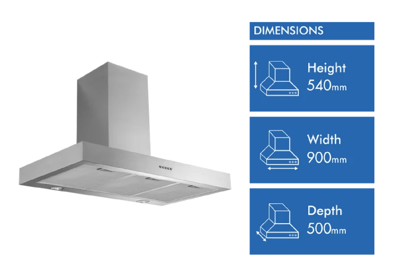 Schweigen 90cm Non-Silent Wallmount Rangehood, Stainless Steel