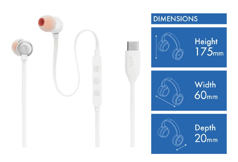 JBL Tune 310 USB-C Headphones- White