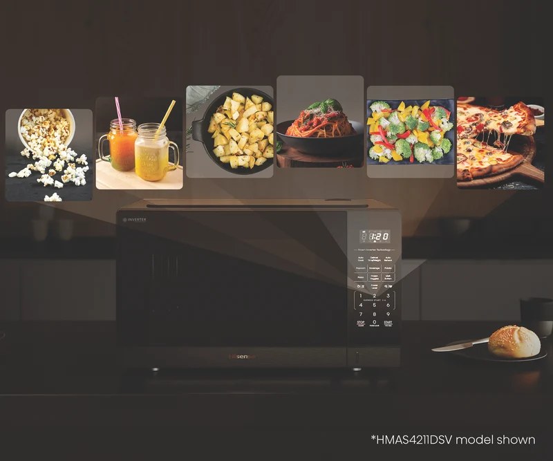 Hisense 42L 1100W Inverter Microwave Dark Stainless Steel