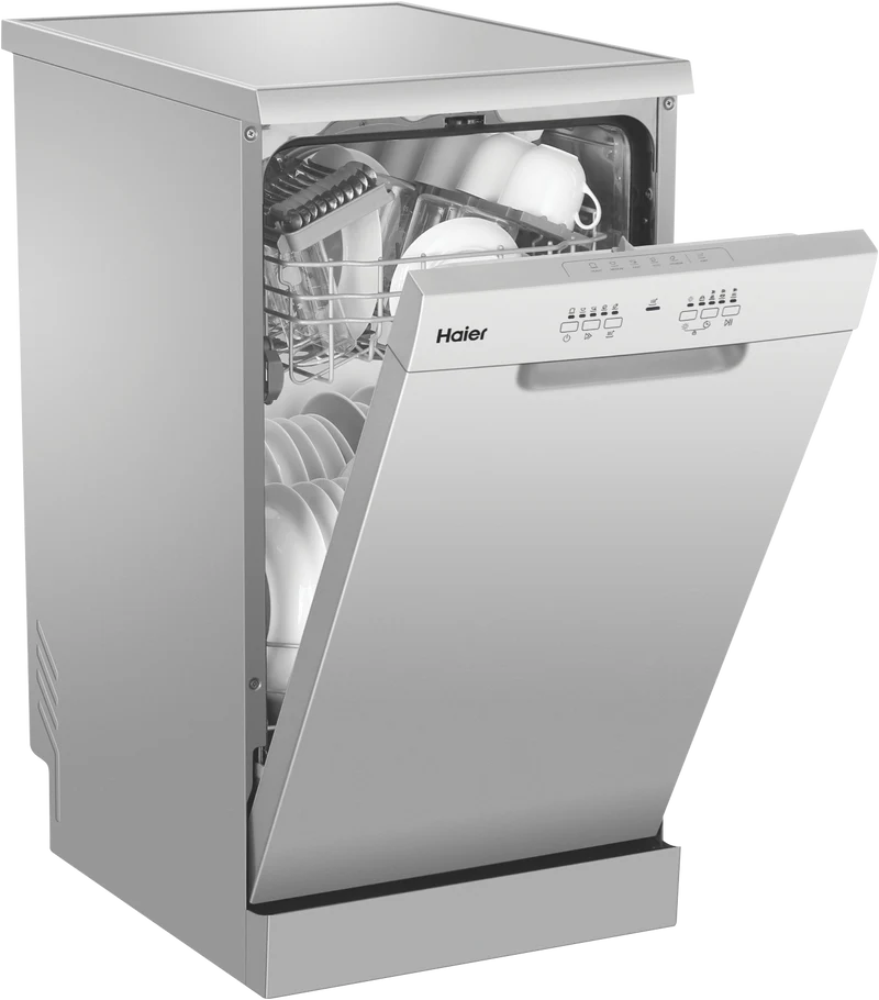 Haier 300 Series 45cm Compact Freestanding Dishwasher, Silver
