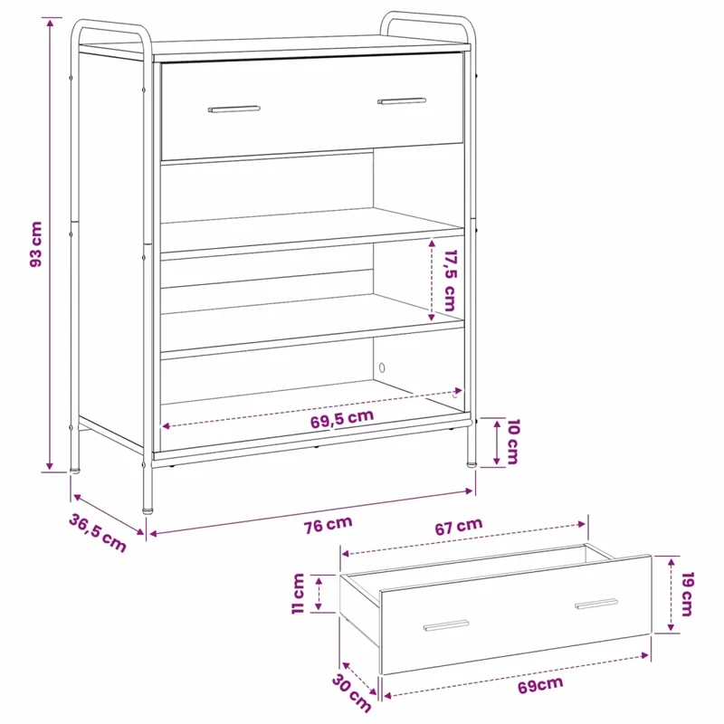 Mobile per scarpe 76 x 36,5 x 93 cm Legno ingegnerizzato 8013997