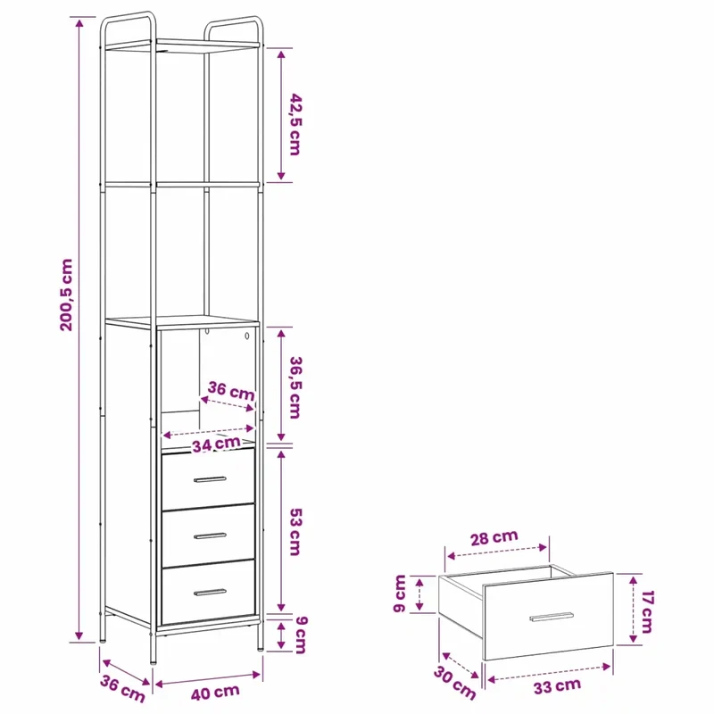 Mobile da Bagno Rovere Artigianale 40 x 36 x 200,5 cm 8014045