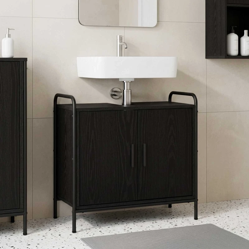 Mobile da Bagno Rovere Nero 65,5 x 34 x 61 cm 8014058