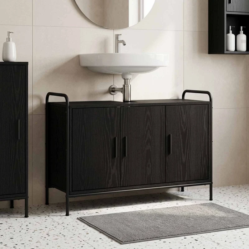 Mobile da Bagno Rovere Nero 95 x 34 x 61 cm 8014064