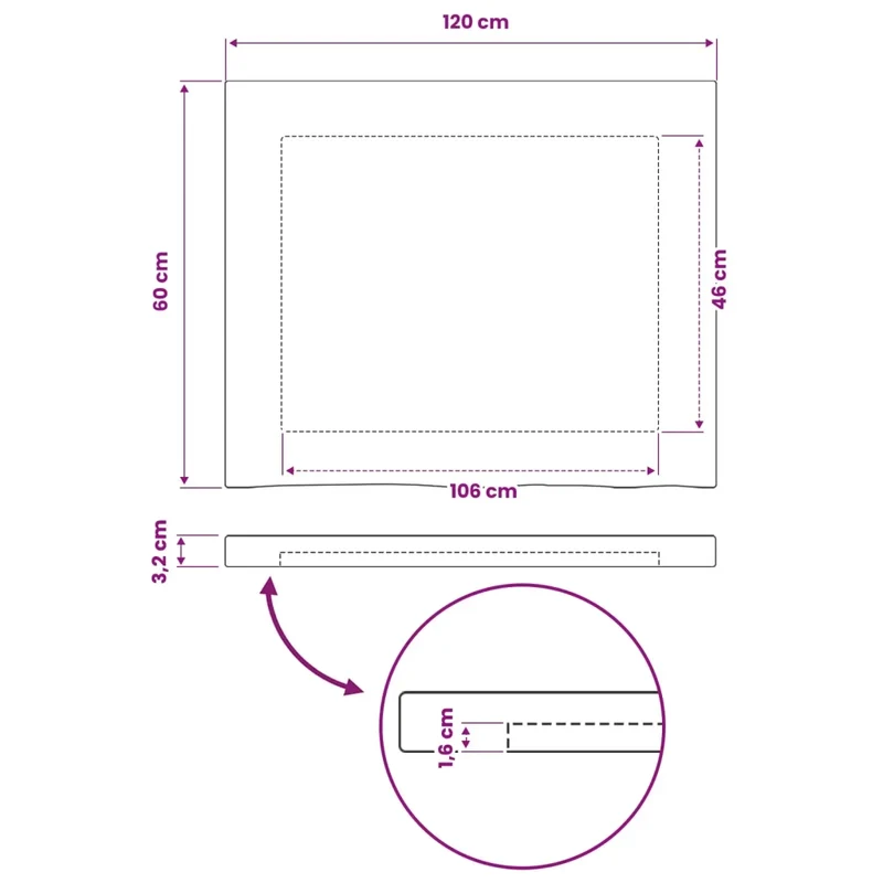 Piano del Tavolo Rettangolare 120 x 60 x 3,2 cm Rettangolare 938545