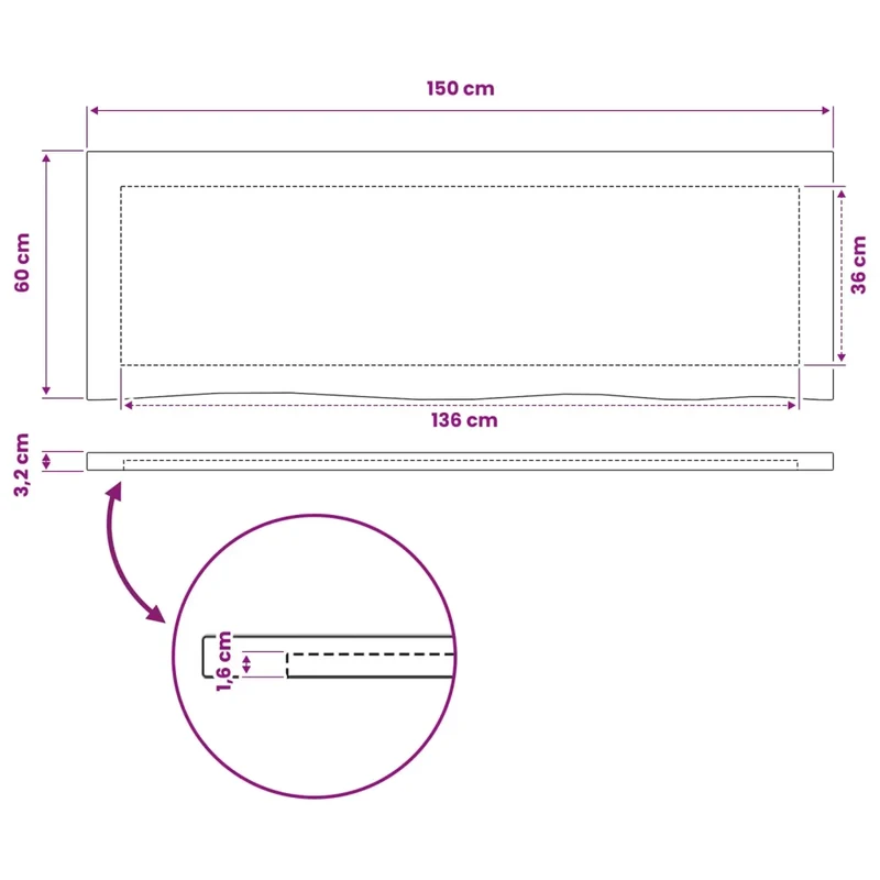 Piano del Tavolo Rettangolare 150 x 50 x 3,2 cm Rettangolare 938519