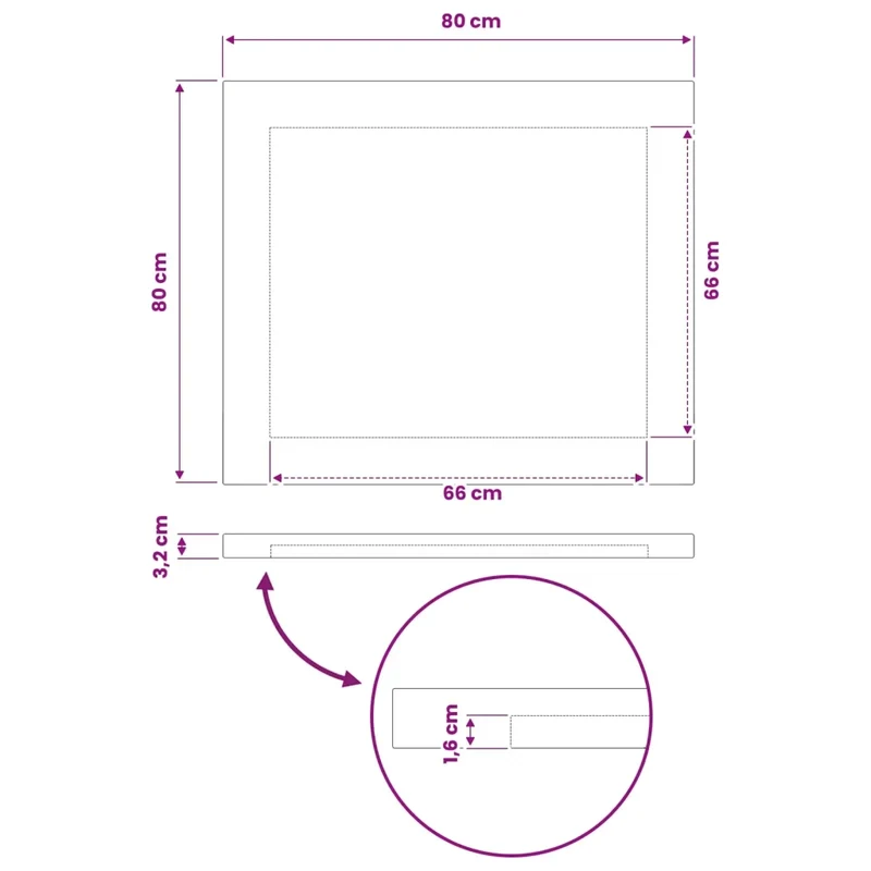 Piano del Tavolo Rettangolare 80 x 80 x 3,2 cm Quadrato 938309