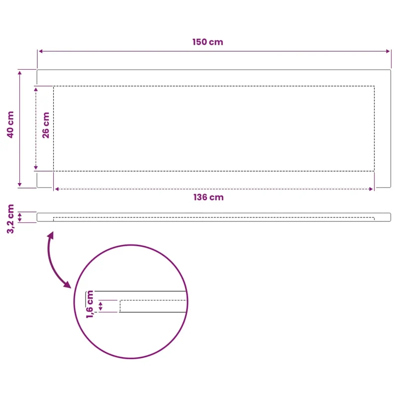 Piano del Tavolo Rettangolare 150 x 40 x 3,2 cm Rettangolare 938222