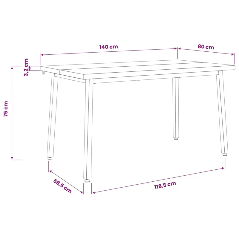 Tavolo da pranzo quadrato 140 x 80 x 75 cm 937629