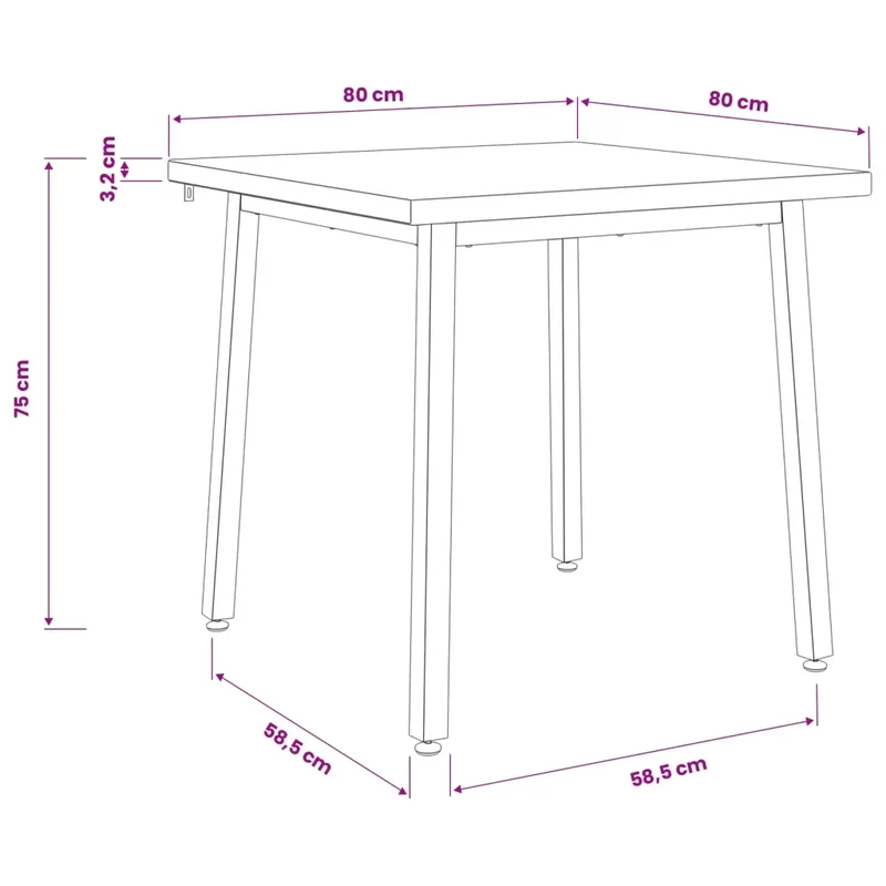 Tavolo da pranzo quadrato 80 x 80 x 75 cm 937620