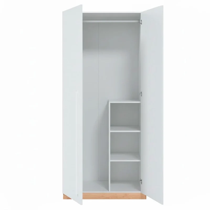 Armadio A 2 Ante Con Asta Appendiabiti E 3 Ripiani Armadietto Mobile Guardaroba Mobiletto Moderno Per Cameretta Camera Ragazzi 90 x 200 x 52 Cm Bianco E Rovere
